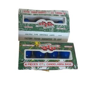 Vintage Liberty Bell C7 Blue Christmas Holiday Light Bulb Candelabra Base Set